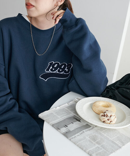 tシャツ 「ユニセックス」サガラワンポイント刺繍スウェット レディース メンズ Discoat tシャツ 「ユニセックス」サガラワンポイント刺繍