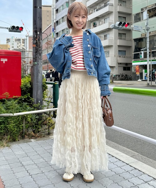 桃1ロール♡ホログラムチュール生地♡15センチ♡資材♡ハンドメイド♡スカート作り SOLLON.（ソルロン） ロング スカート ワッシャーチュールスカート