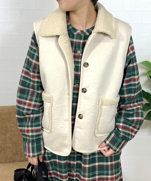 ベスト ジレ ムートン ジップアップベスト レディース MACPHEE ベスト ジレ ムートン ジップアップベスト レディース