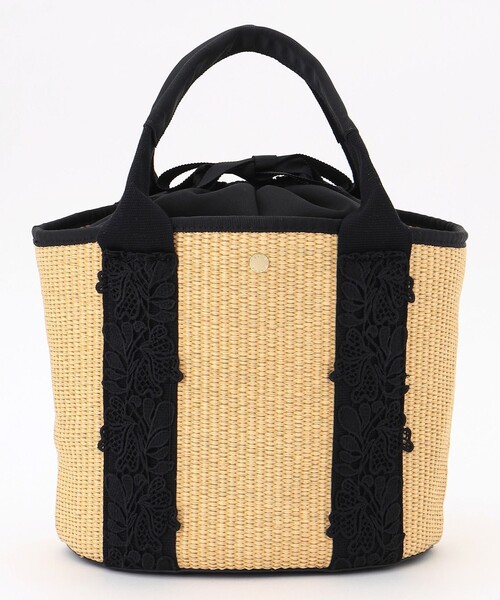 トッカ TOCCA BICOLOR RIBBON BASKET かごバッグ （ブラック