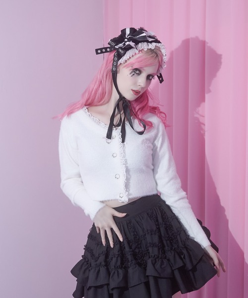 AVENCHUMU カーディガン Body piercing button sailor shaggy knit 