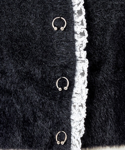 カーディガン Body piercing button sailor shaggy knit cardigan レディース AVENCHUMU カーディガン Body piercing button sailor shaggy