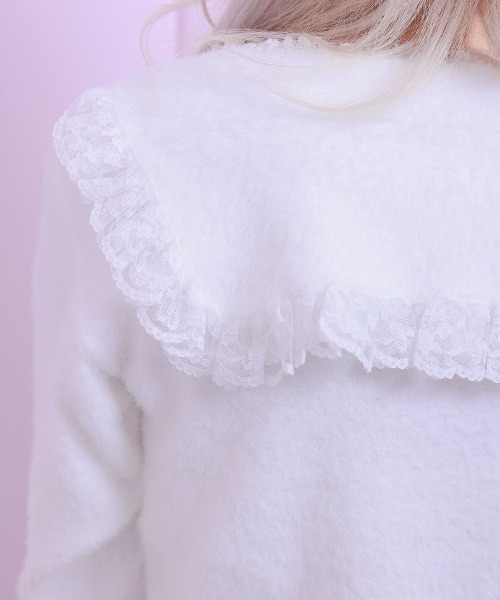 カーディガン Body piercing button sailor shaggy knit cardigan レディース AVENCHUMU カーディガン Body piercing button sailor shaggy