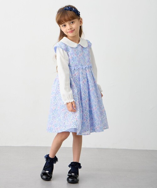 any FAM ワンピース フラワープリントレースワンピース キッズ