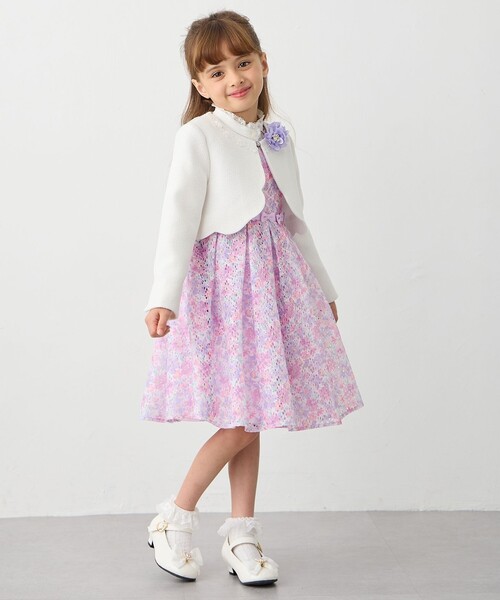 any FAM ワンピース フラワープリントレースワンピース キッズ