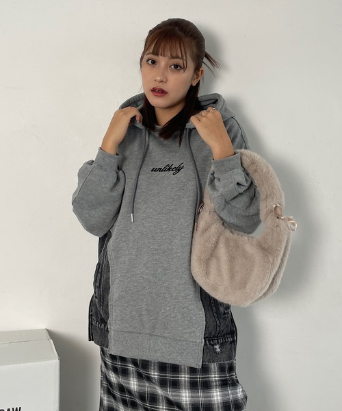 Roger&Raw パーカー デニム切替サイドジップフーディー