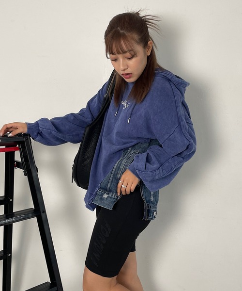 パーカー デニム切替サイドジップフーディー レディース Roger&Raw パーカー デニム切替サイドジップフーディー