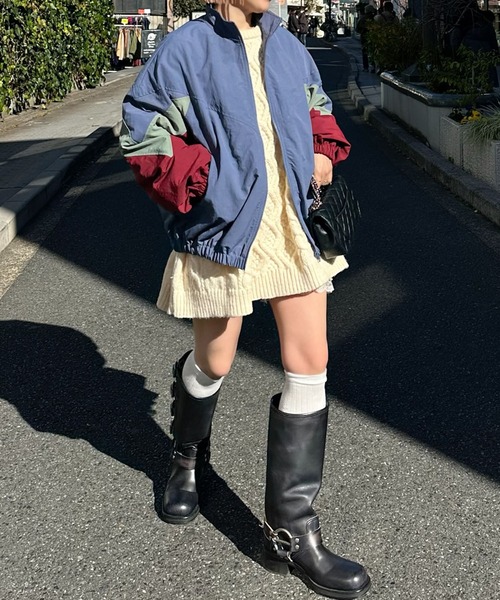 Alley Tokyo 配色切替ジャンパー Alley Tokyo ブルゾン アウター 配色切替ブルゾンneo レディース