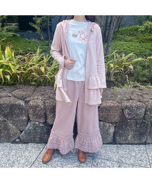【高級】PINK HOUSE ピンクハウス カットソー 長袖 桜柄 希少 レッド セール】野ばらとチェリー刺繍カットソー（Tシャツ/カットソー