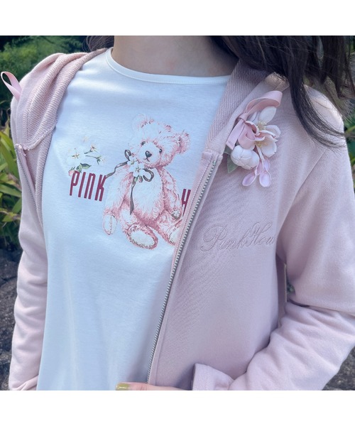 PINK HOUSE tシャツ 桜Teddyプリントカットソー レディース