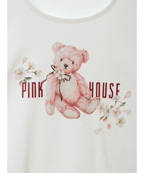 PINK HOUSE tシャツ 桜Teddyプリントカットソー レディース