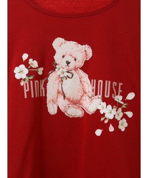 PINK HOUSE tシャツ 桜Teddyプリントカットソー レディース