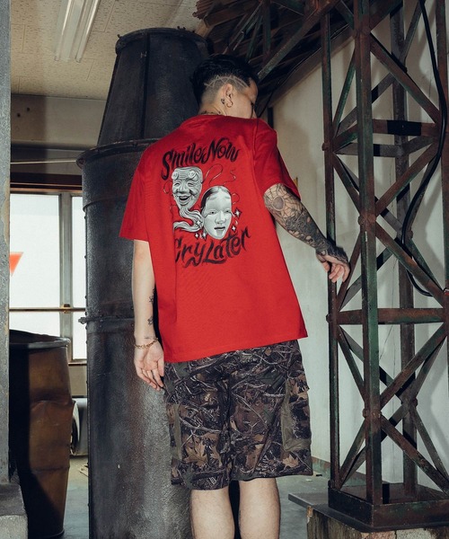 Subciety（サブサエティ） tシャツ Noh-mask two face tee メンズ