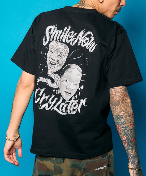 Subciety（サブサエティ） tシャツ Noh-mask two face tee メンズ