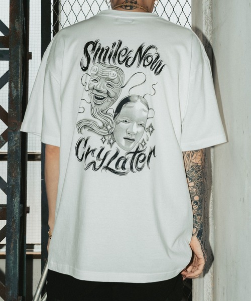 Subciety（サブサエティ） tシャツ Noh-mask two face tee メンズ