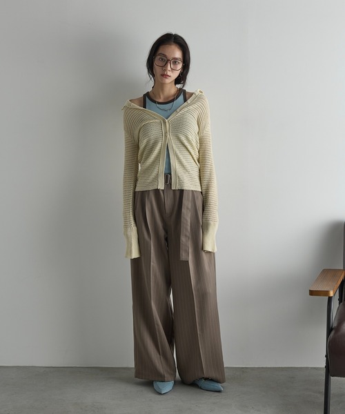 THE Yon タンクトップ ノースリーブ カップ付きバイカラーアメスリ