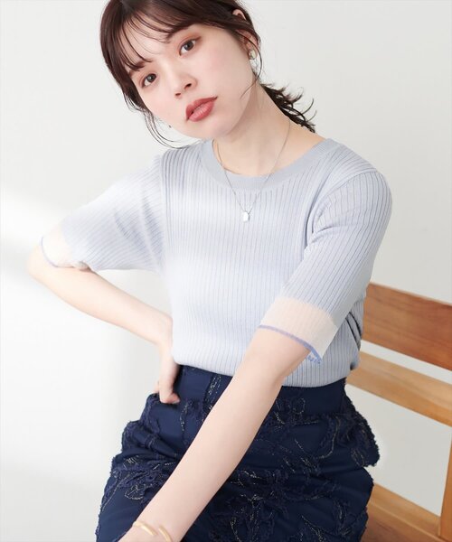 ニット セーター 袖口シアー強撚リブニット レディース | natural couture | 12