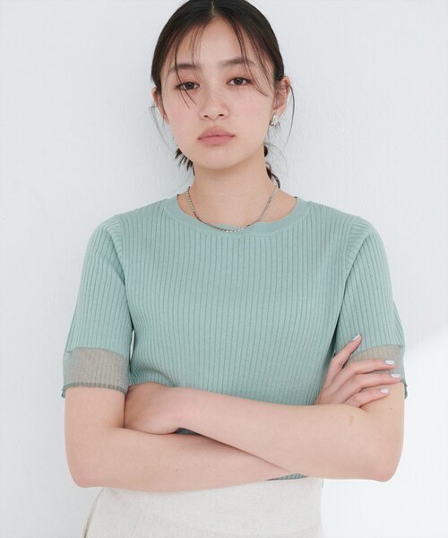 ニット セーター 袖口シアー強撚リブニット レディース | natural couture | 21