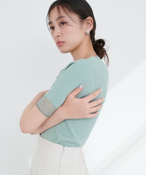 ニット セーター 袖口シアー強撚リブニット レディース | natural couture | 22