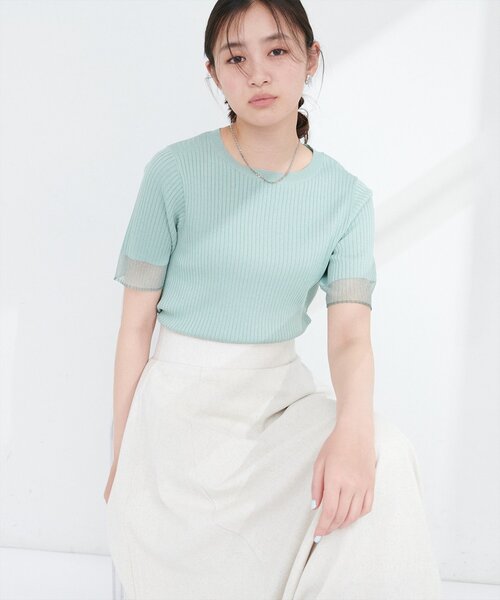 ニット セーター 袖口シアー強撚リブニット レディース | natural couture | 23