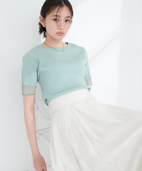 ニット セーター 袖口シアー強撚リブニット レディース | natural couture | 24