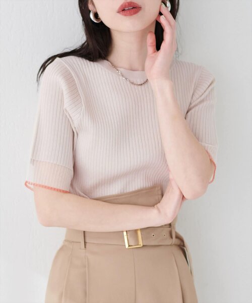 ニット セーター 袖口シアー強撚リブニット レディース | natural couture | 15