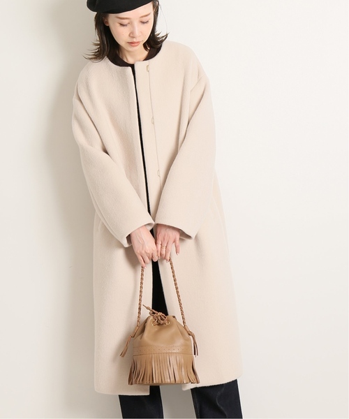 SALE【美品】IENA MANTECO ベージュ　ノーカラーコート サイズ36 IENA（イエナ） ノーカラーコート 36 ナチュラル レディース