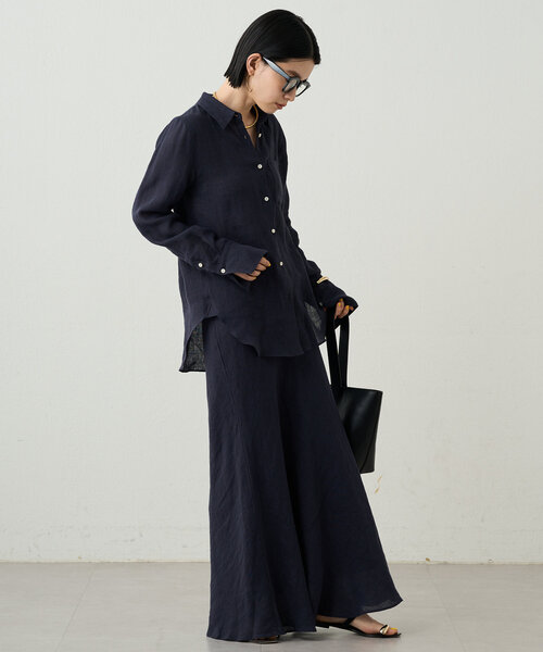 新品　完売品　ラウンジドレス　2024年モデル　リネンフレアスカート　ロング　黒 Loungedress スカート リネンマーメイドスカート : ZOZOTOWN