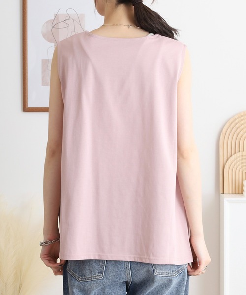 tシャツ BRODIAEA パール付きノースリーブきれいめカットソー