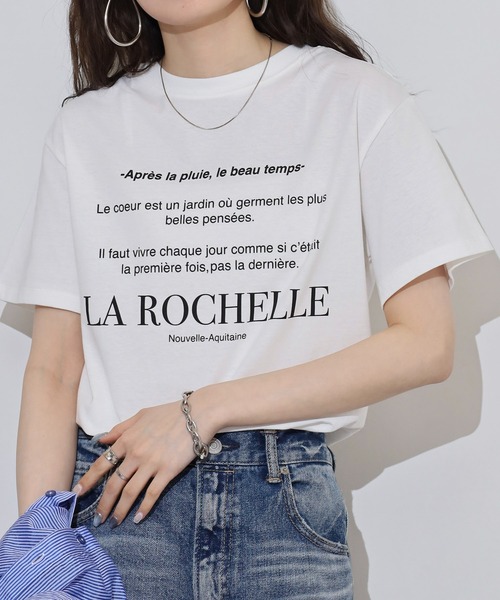 tシャツ hunch USAコットンロゴプリントTシャツ レディース