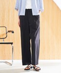 ワイドパンツ スラックス パンツ コットンタッ...の詳細画像1