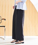 ワイドパンツ スラックス パンツ コットンタッ...の詳細画像2