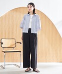 ワイドパンツ スラックス パンツ コットンタッ...の詳細画像4