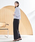 ワイドパンツ スラックス パンツ コットンタッ...の詳細画像5