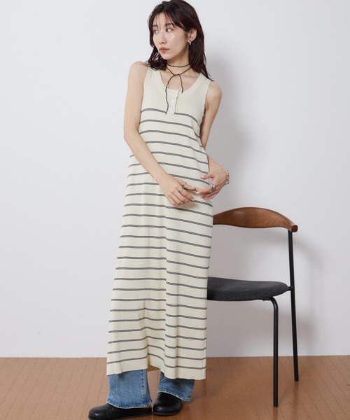 Auntie Rosa Holiday ワンピース ヘンリーネックニットロング
