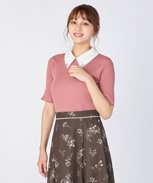 「LAISSE PASSE」 半袖ニット MEDIUM コーラル レディース