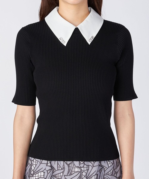 「LAISSE PASSE」 半袖ニット MEDIUM コーラル レディース LAISSE PASSE 「LAISSE PASSE」 半袖ニット MEDIUM コーラル