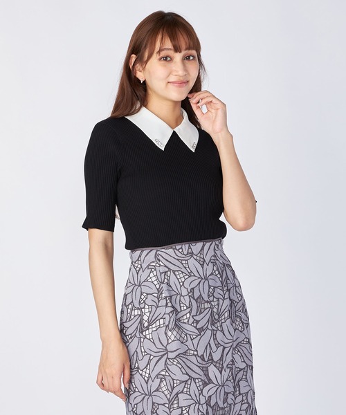 「LAISSE PASSE」 半袖ニット MEDIUM コーラル レディース LAISSE PASSE 「LAISSE PASSE」 半袖ニット MEDIUM コーラル