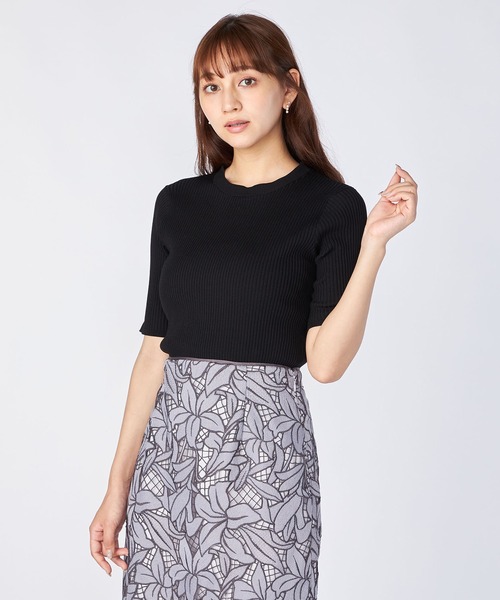 「LAISSE PASSE」 半袖ニット MEDIUM コーラル レディース LAISSE PASSE 「LAISSE PASSE」 半袖ニット MEDIUM コーラル