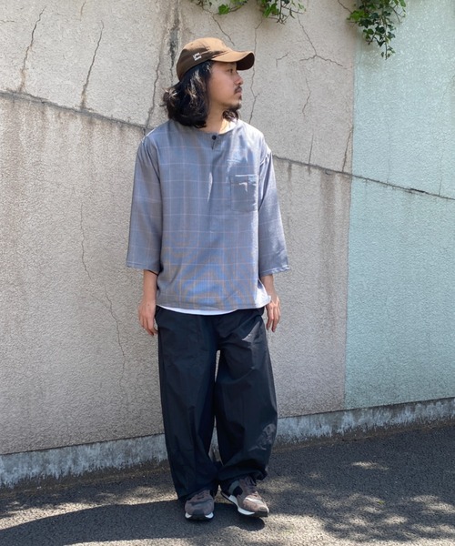 NO NEED（ノーニード） シャツ 7分袖ノーカラーシャツTインナーセット