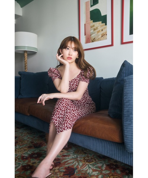 Her lip to ワンピース 半袖 Cherry Pattern Cache-Coeur One-Piece