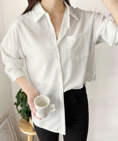 Dewlily ブラウス シャツ 柔らかな落ち感で女性らしく、ゆるシルエット