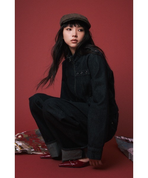LAGUA GEM ROLL UP LOOSEY デニム BLK 23inch LAGUA GEM | ROLL UP LOOSEY デニム (ストレート ) |SHEL'TTER WEBSTORE