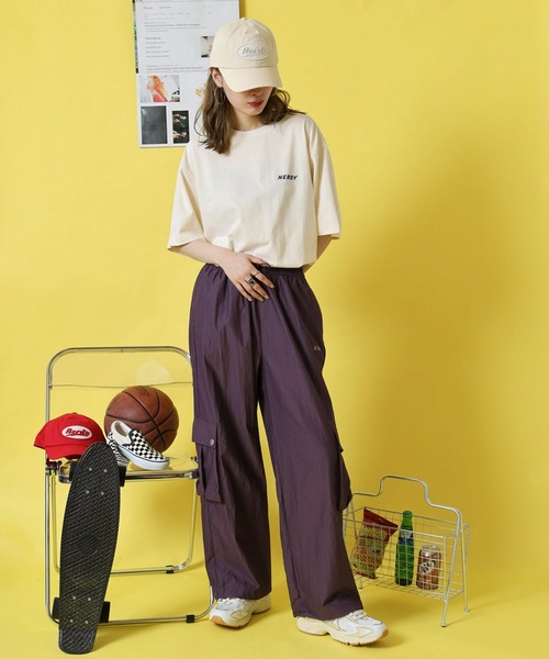 NERDY ワイドパンツ パンツ アウトポケットベーシックウーブンパンツ