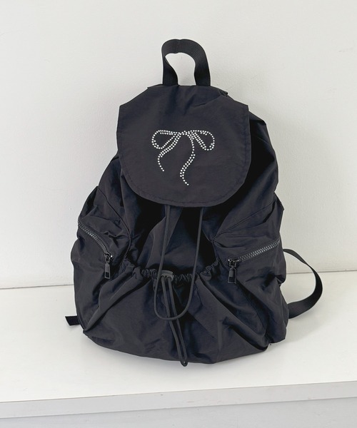 週末限定価格　チャコットリボンリュック　ブラック 週末限定価格 チャコットリボンリュック ブラック 週末限定価格