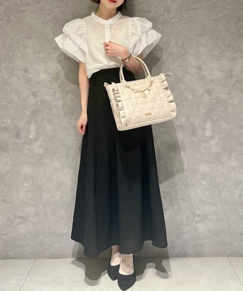 Maison de FLEUR トートバッグ チャーム付きリボンキルティング