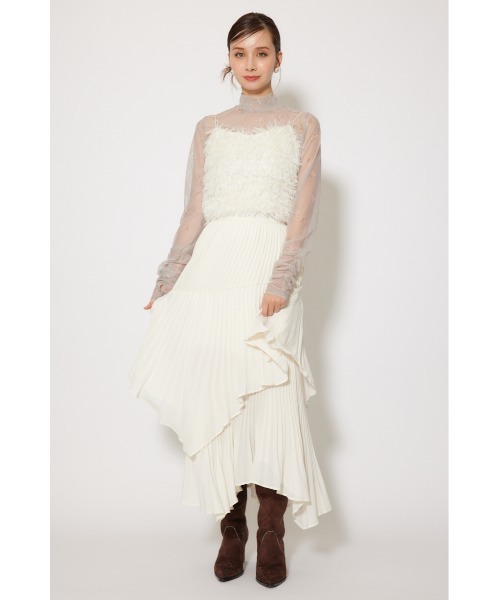 rienda スカート プリーツティアードマキシスカート 夏服 秋服