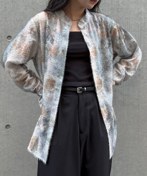 &g'aime ブラウス シャツ 「&g'aime」アートプリントフェザー &g'aime ブラウス シャツ 「&g'aime」アートプリントフェザー