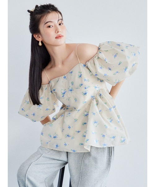 「LILY BROWN」 半袖ブラウス ONE SIZE ベージュ レディース_画像4