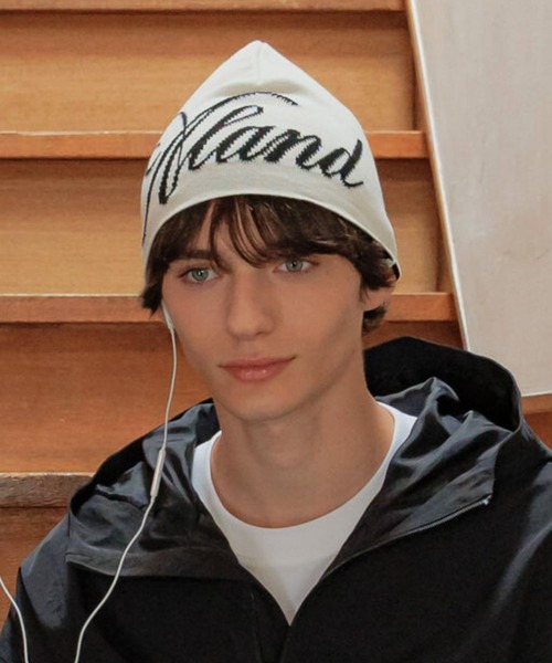 VALLAD ロゴ入りニット帽　ホワイト/ブラック VALLAD / バラッド × JOE / CIRCLE LOGO BEANIE（ニットキャップ